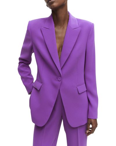 Mango Single Breasted Suit Blazer - Purple