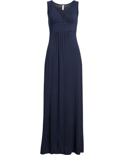 Loveappella Solid Maxi Dress - Blue
