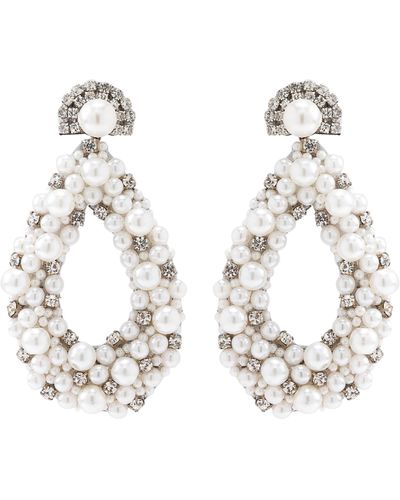 Deepa Gurnani Arabella Drop Earrings - White