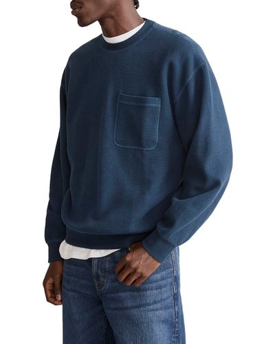 Madewell Waffle Knit Pocket Sweatshirt - Blue