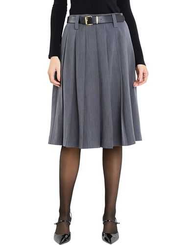 English Factory Pleated Midi Skirt - Black