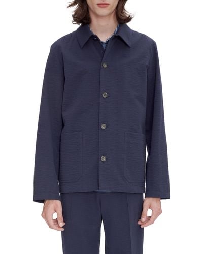 A.P.C. A. P.c. Vincent Goffered Cotton Button-up Shirt Jacket - Blue