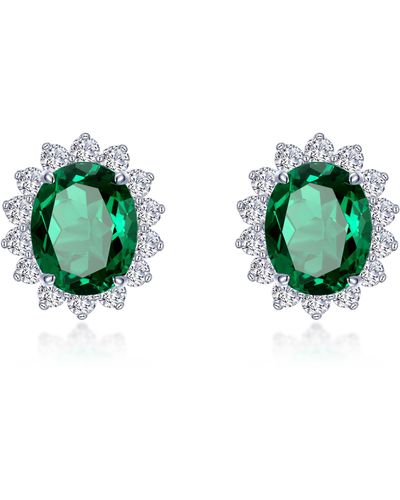 Lafonn Simulated Emerald & Simulated Diamond Halo Stud Earrings - Green