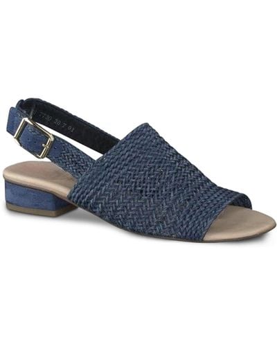 Paul Green Helena Woven Leather Block Heel Sandal - Blue