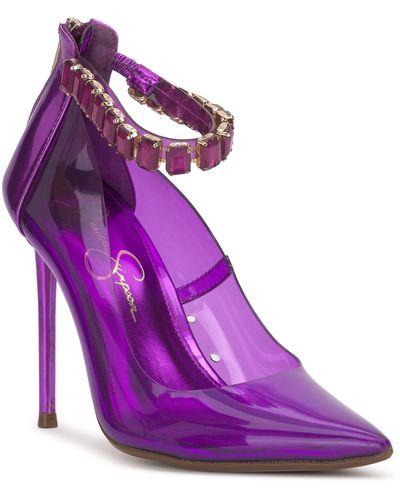 Jessica Simpson Samiyah Embellished Ankle Strap Pointed Toe Pump - Purple