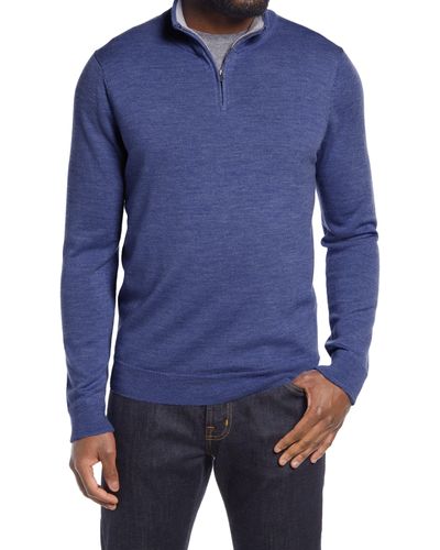 Nordstrom Washable Merino Quarter Zip Sweater - Blue