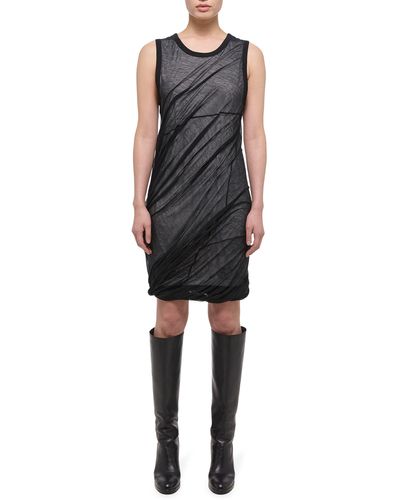 Helmut Lang Bubble Hem Cotton Dress - Black