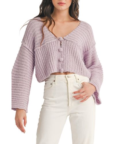 All In Favor Shaker Stitch Crop Cardigan In At Nordstrom, Size Small - Red
