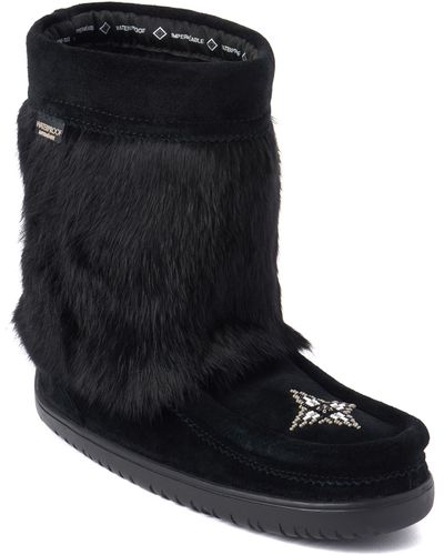 Manitobah Waterproof Boot With Faux Fur Trim - Black