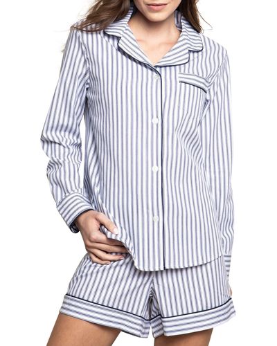 Petite Plume French Ticking Stripe Short Pajamas At Nordstrom - Gray