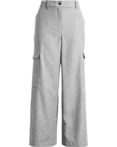 Theory Relax Sleek Virgin Wool Cargo Pants - Gray