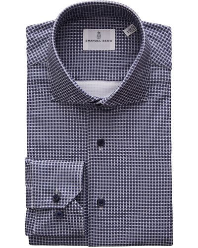 Emanuel Berg 4flex Modern Fit Neat Knit Button-up Shirt - Blue