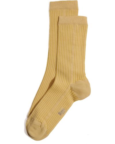 Stems Cotton & Cashmere Blend Crew Socks - Yellow