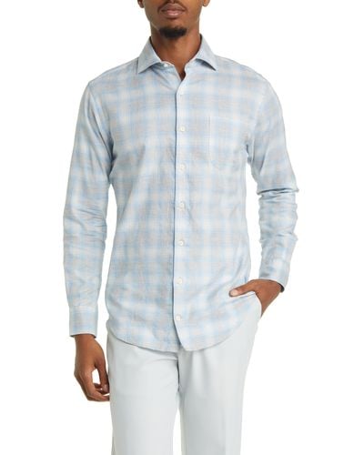Peter Millar Merritt Summer Soft Plaid Button-up Shirt - Blue