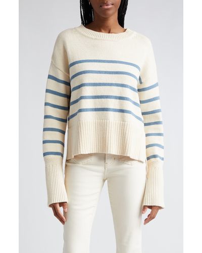 Veronica Beard Andover Stripe Linen Blend Sweater - Natural