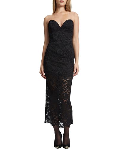 Bardot Artemis Strapless Lace Midi Dress - Black