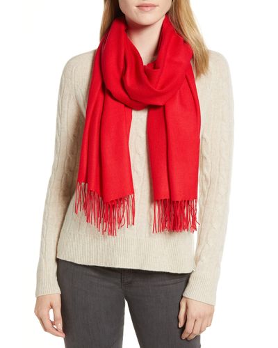 Nordstrom Tissue Weight Wool & Cashmere Scarf - Red