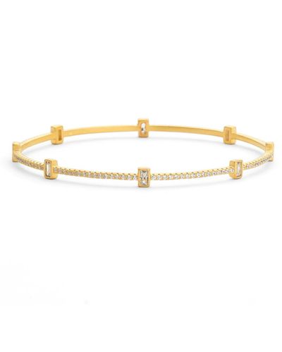 Freida Rothman Baguette Station Bangle Bracelet - Metallic