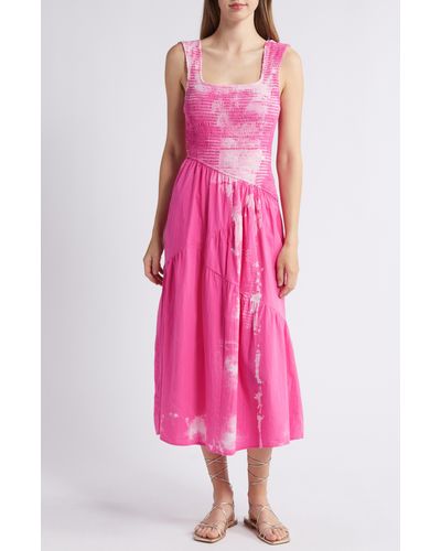 NIKKI LUND Kai Smocked Sleeveless Maxi Dress - Pink