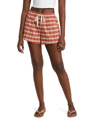 Rip Curl Surf Stripe Cotton Shorts - Red