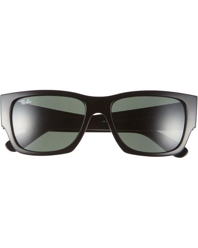 Ray-Ban Carlos 56mm Polarized Rectangular Sunglasses - Black