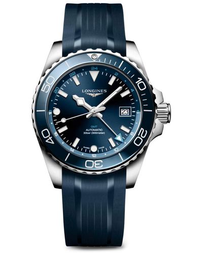 Longines Hydroconquest Gmt Automatic Rubber Strap Watch - Black