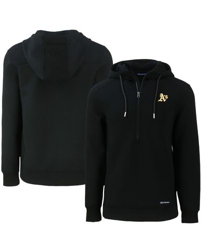Cutter & Buck Oakland Athletics Roam Eco Half-zip Recycled Pullover Hoodie At Nordstrom - Black