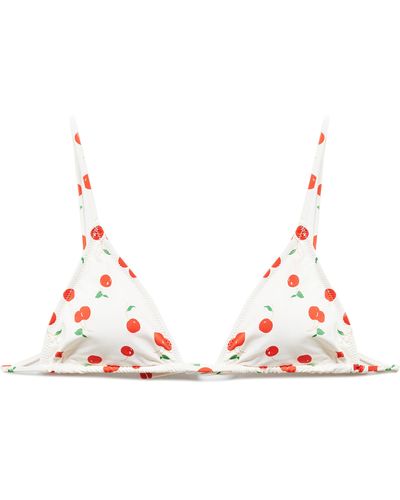 Mango Cherry Triangle Bikini Top - White
