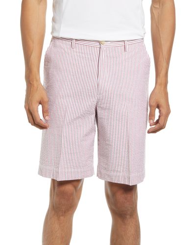 Berle Pleated Seersucker Shorts - Pink