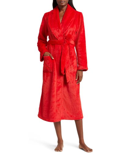 Nordstrom Shawl Collar Plush Longline Robe - Red