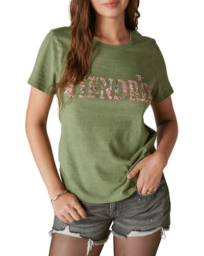 Lucky Brand Hendrix Embroidered Graphic T-shirt - Green