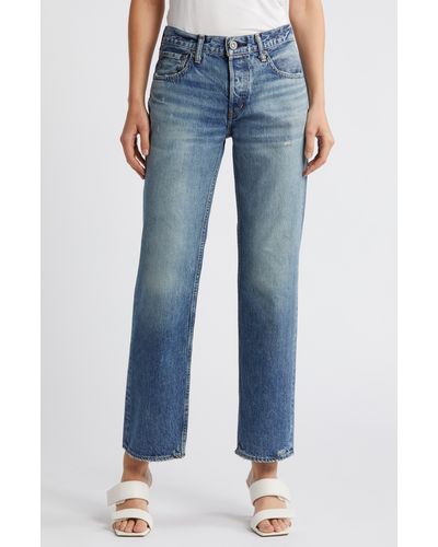 Moussy trigg Low Rise Straight Leg Jeans - Blue