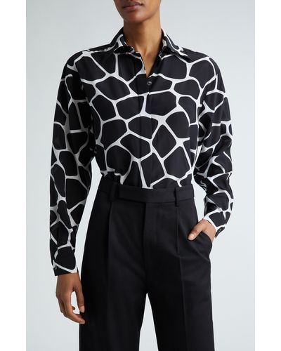 Michael Kors Long Sleeve Silk Button-up Shirt - Black