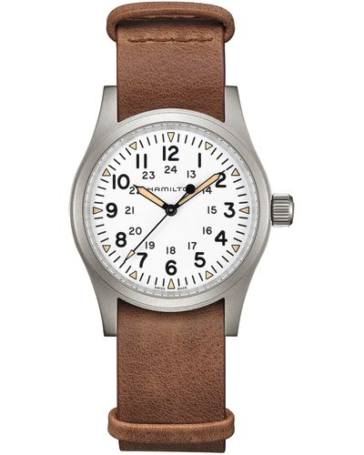 Hamilton Khaki Field Leather Strap Watch - Multicolor