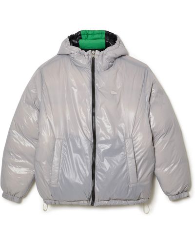 Lacoste Reversible Hooded Puffer Jacket - Gray