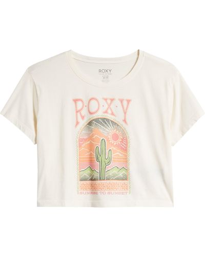 Roxy Saguaro Cotton Crop Graphic T-shirt - White