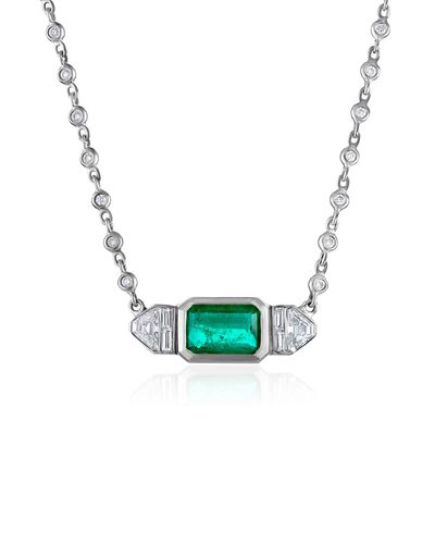 Mindi Mond Emerald Shield Pendant Necklace - Blue