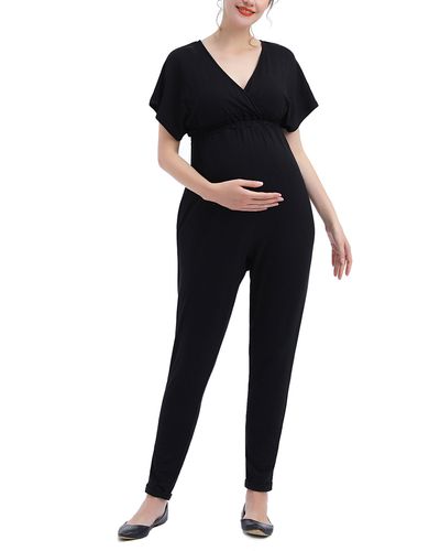 Kimi + Kai Lue V-neck Maternity/nursing Jumpsuit - Black