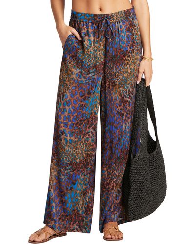 Sea Level Cover-up Palazzo Pants - Blue
