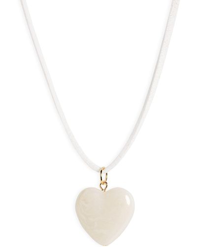 BP. Puffed Heart Pendant Necklace - White