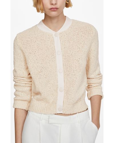 Mango Bali Contrast Trim Cardigan - Natural