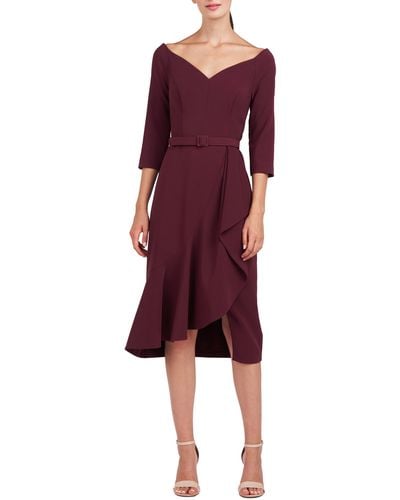 Kay Unger Izzy Belted Cocktail Dress - Red