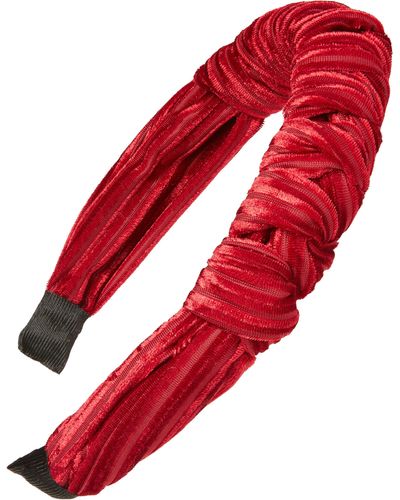 Tasha Braided Velvet Stripe Headband - Red