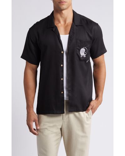 Boardies Yin & Yan Short Sleeve Button-up Camp Shirt - Black
