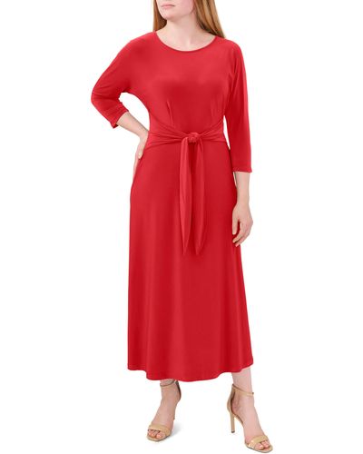 Chaus Tie Waist Jersey Midi Dress - Red