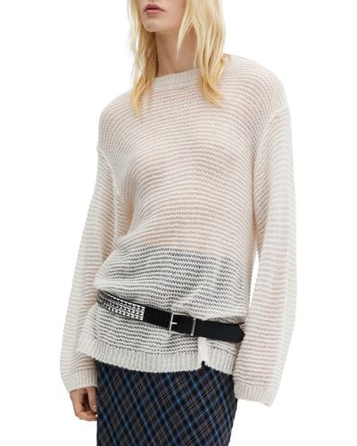 Mango Grumpi Open Stitch Jersey Sweater - White