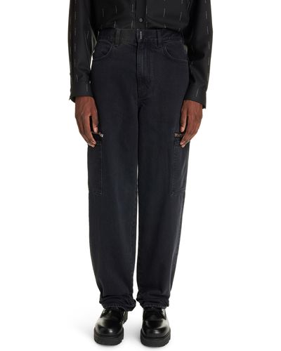 Givenchy Loose Fit 4g Logo Stretch Cargo Jeans - Black