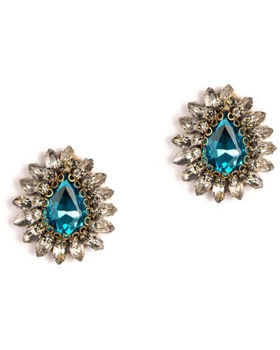 Deepa Gurnani Leesha Crystal Post Earrings - Blue