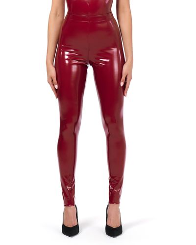 Naked Wardrobe High Waist Faux Leather leggings - Red