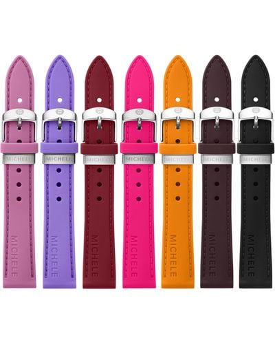 Michele Into The Garden Assorted 7-pack 16mm Silicone Watch Strap Gift Set - Red